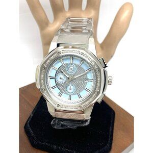 JBW Men's Watch JB-6101-M Saxon Swiss Quartz Diamond Blue Dial Silver Steel 48mm